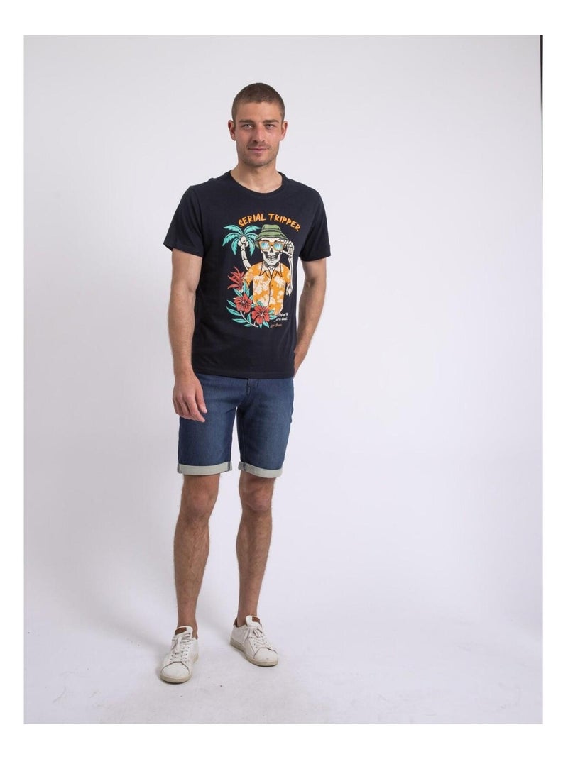 T-shirt col rond NULRIK Bleu marine - Kiabi