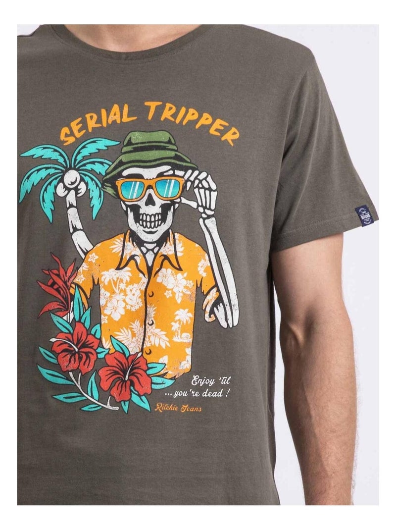 T-shirt col rond NULRIK Kaki - Kiabi