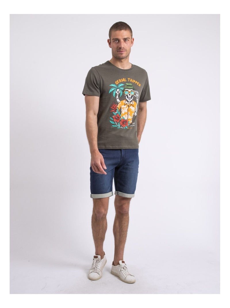 T-shirt col rond NULRIK Kaki - Kiabi