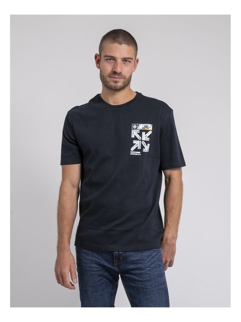 T-shirt col rond oversize pur coton JOEDEN Bleu marine - Kiabi
