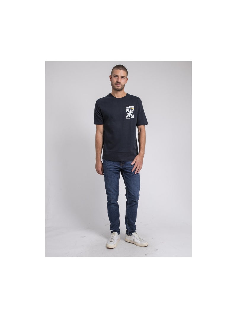 T-shirt col rond oversize pur coton JOEDEN Bleu marine - Kiabi