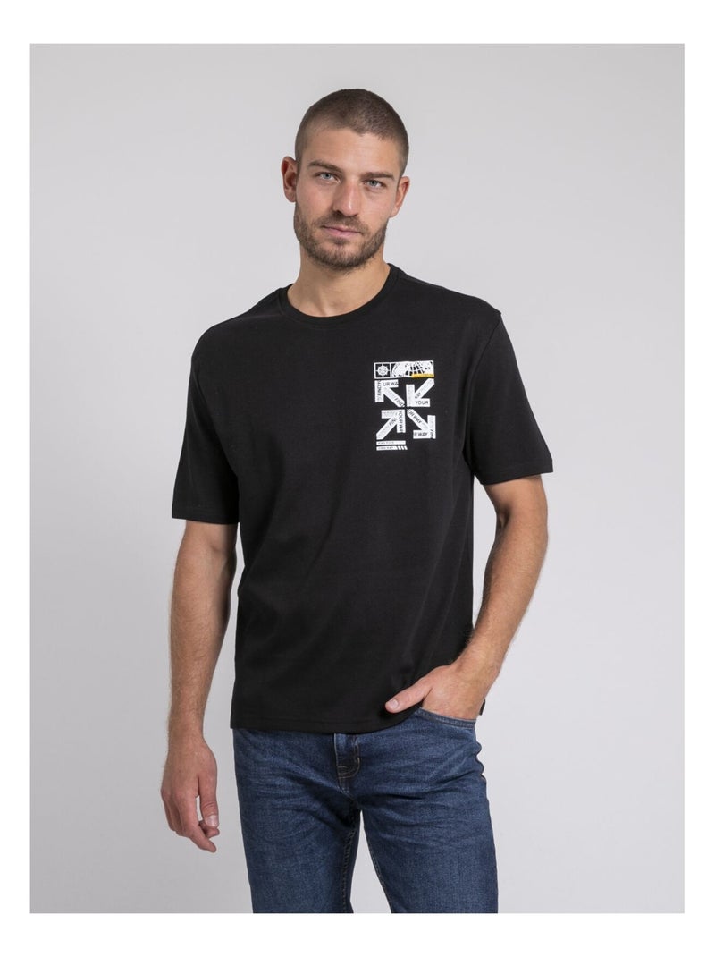 T-shirt col rond oversize pur coton JOEDEN Noir - Kiabi