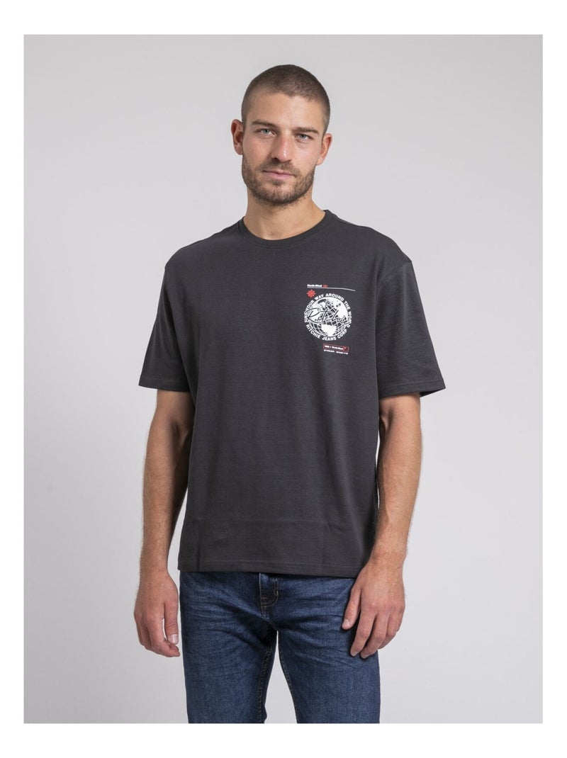 T-shirt col rond oversize pur coton JOHART Gris - Kiabi