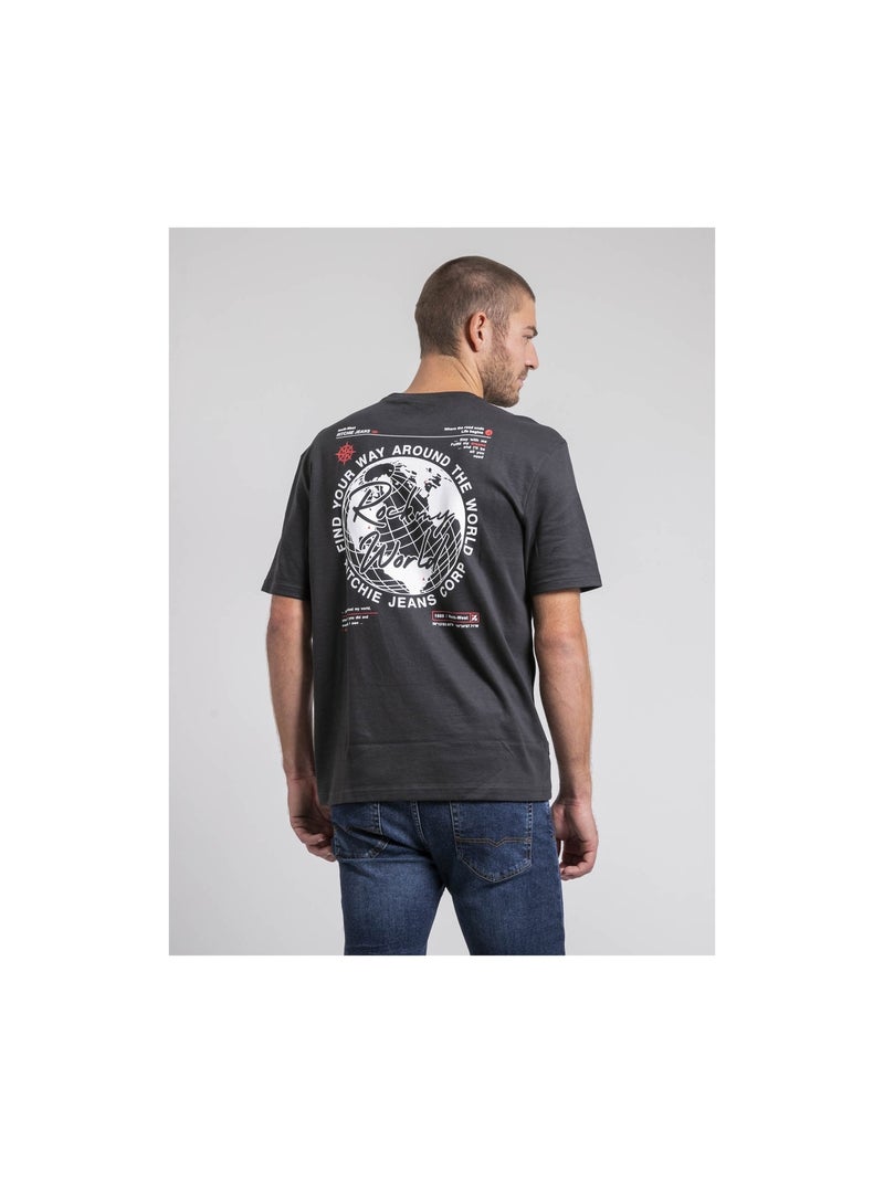 T-shirt col rond oversize pur coton JOHART Gris - Kiabi