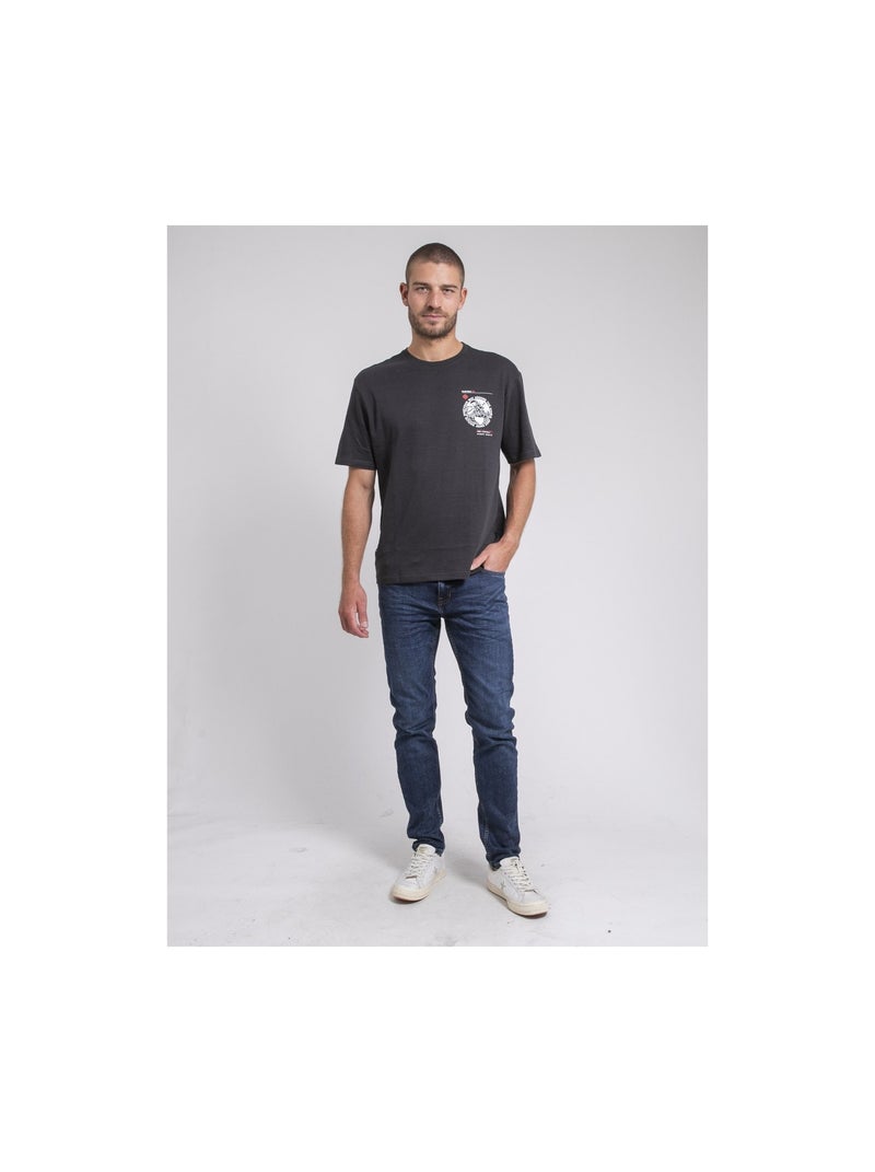 T-shirt col rond oversize pur coton JOHART Gris - Kiabi