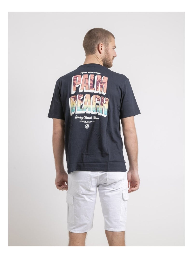 T-shirt col rond oversize pur coton NAHAMAS Kaki - Kiabi