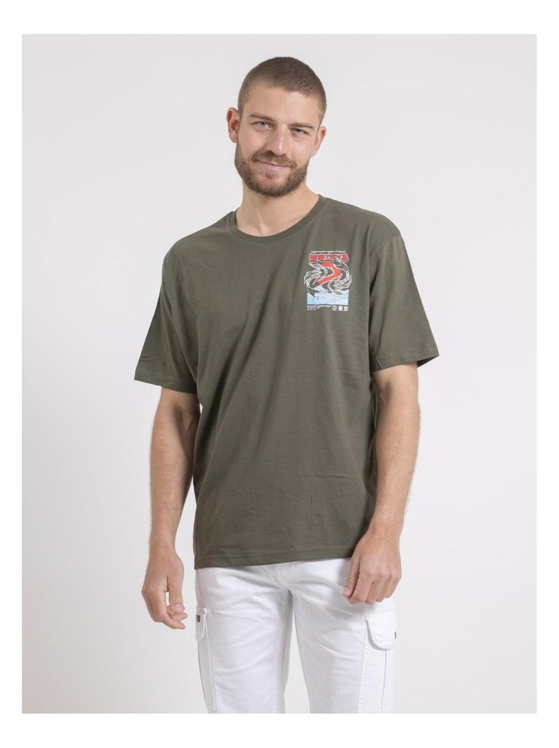 T-shirt col rond oversize pur coton NIGORILLE Bleu - Kiabi