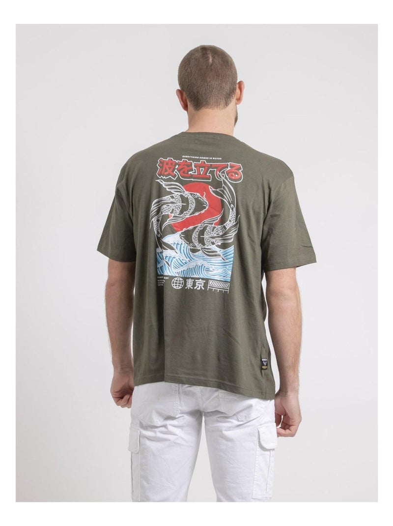 T-shirt col rond oversize pur coton NIGORILLE Bleu - Kiabi