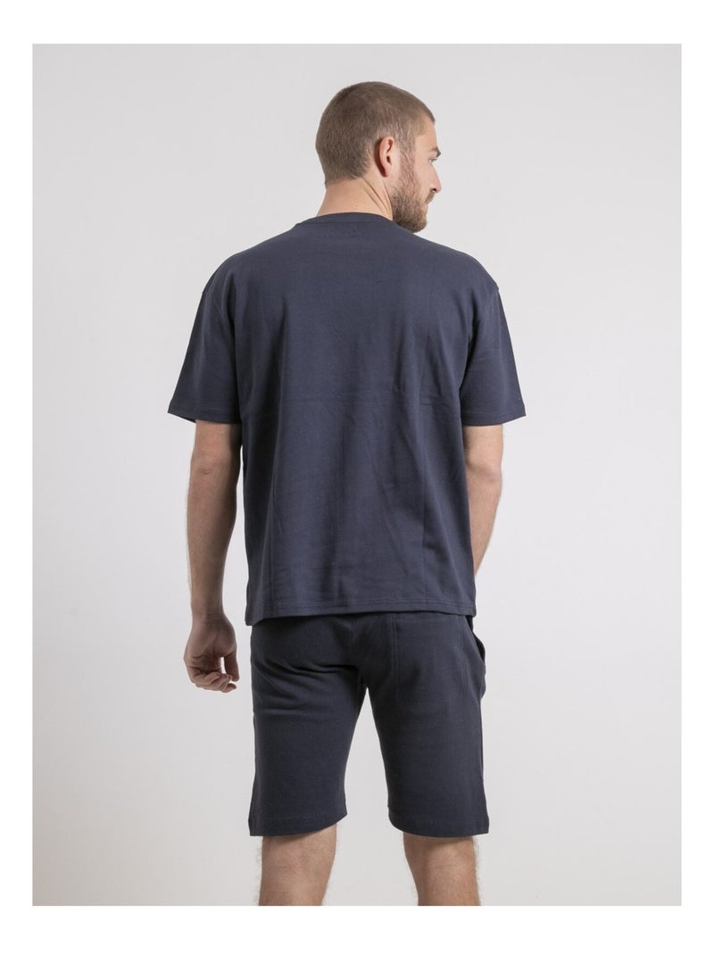 T-shirt col rond oversize pur coton NOBUKA Bleu marine - Kiabi