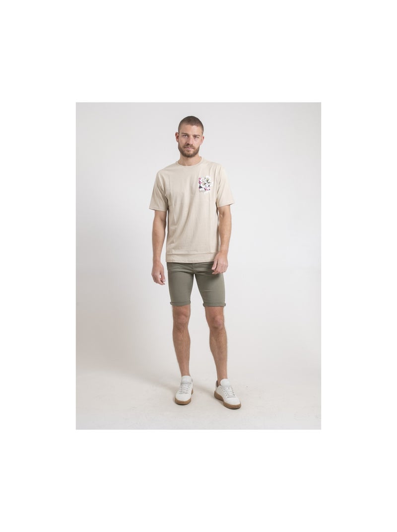 T-shirt col rond oversize pur coton NOFENIX Beige - Kiabi