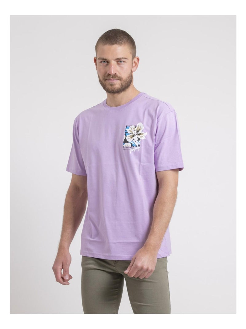 T-shirt col rond oversize pur coton NOFENIX Violet - Kiabi