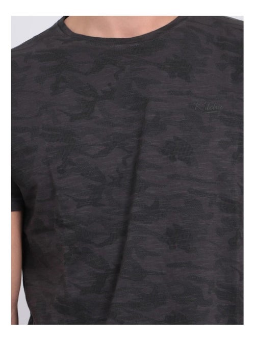 T-shirt col rond pur coton à motifs NENDRIX - Kiabi