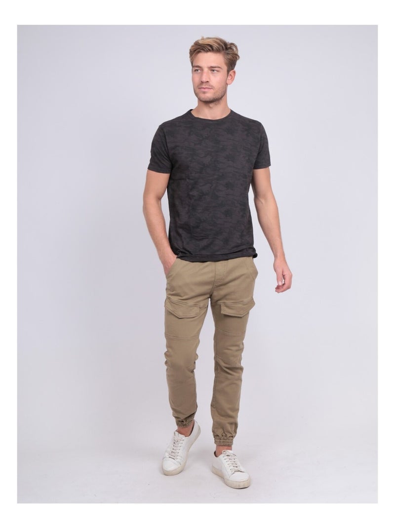 T-shirt col rond pur coton à motifs NENDRIX Gris - Kiabi