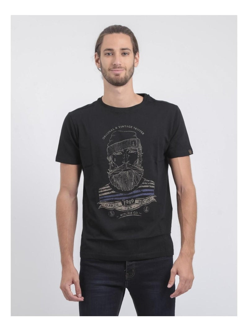 T-shirt col rond pur coton JABRUN Noir - Kiabi