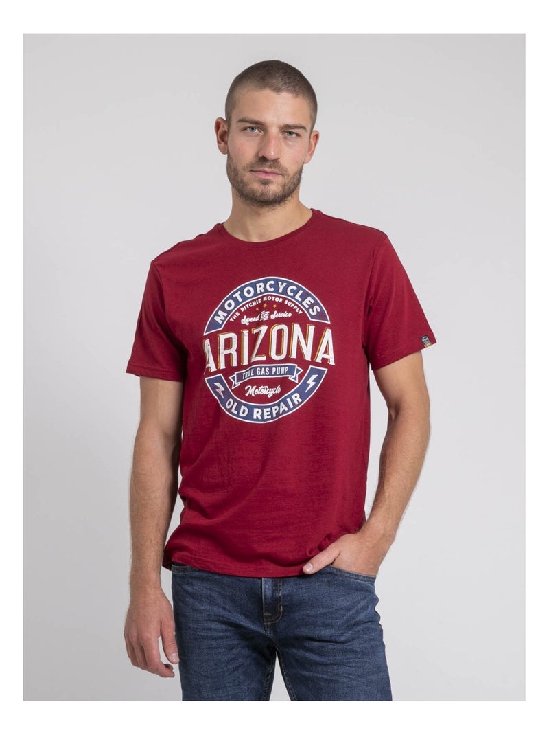 T-shirt col rond pur coton JABUSTIN Bordeaux - Kiabi