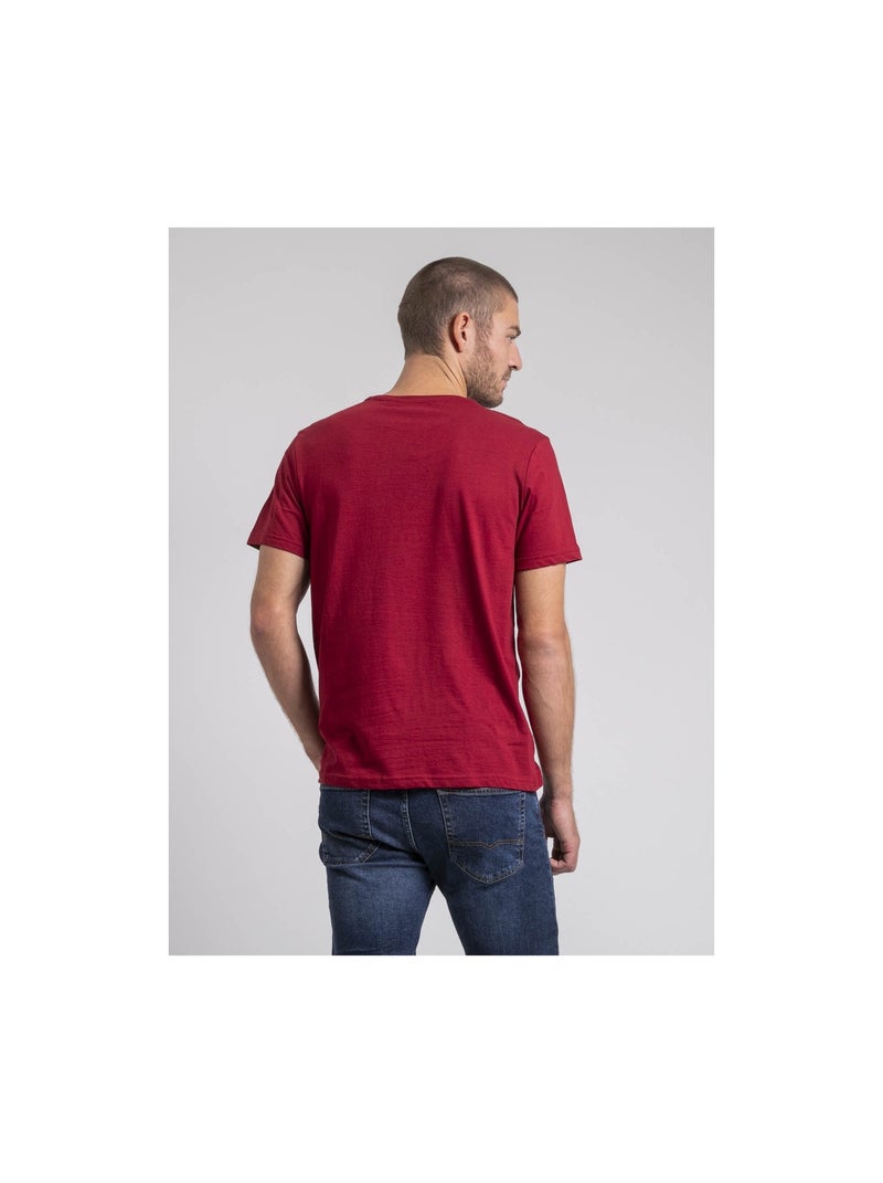 T-shirt col rond pur coton JABUSTIN Bordeaux - Kiabi