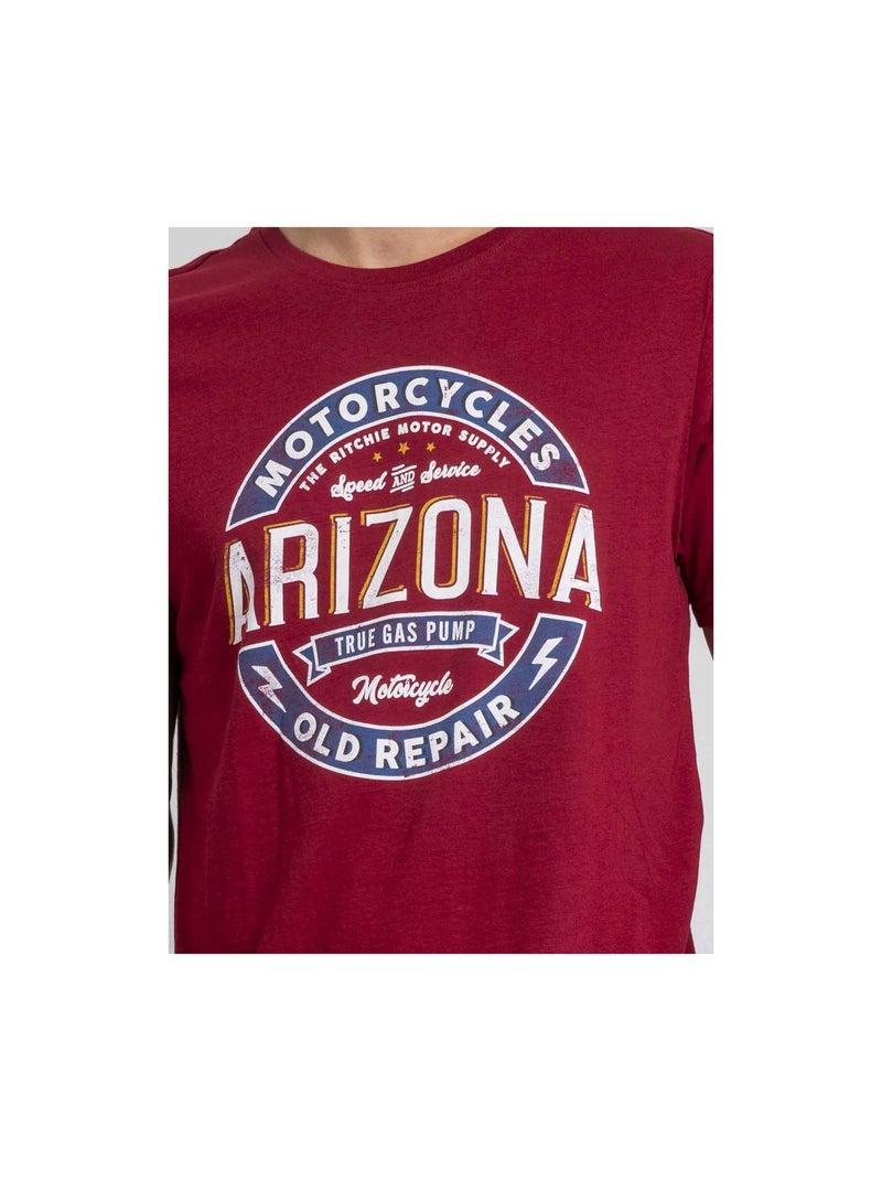 T-shirt col rond pur coton JABUSTIN Bordeaux - Kiabi