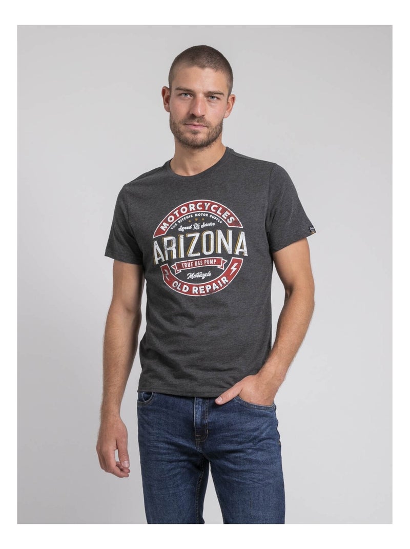 T-shirt col rond pur coton JABUSTIN Gris - Kiabi