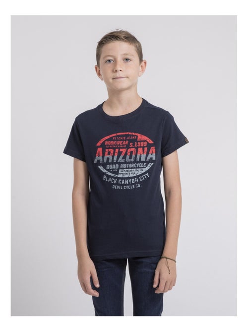 T-shirt col rond pur coton JACRAIG garçon - Kiabi