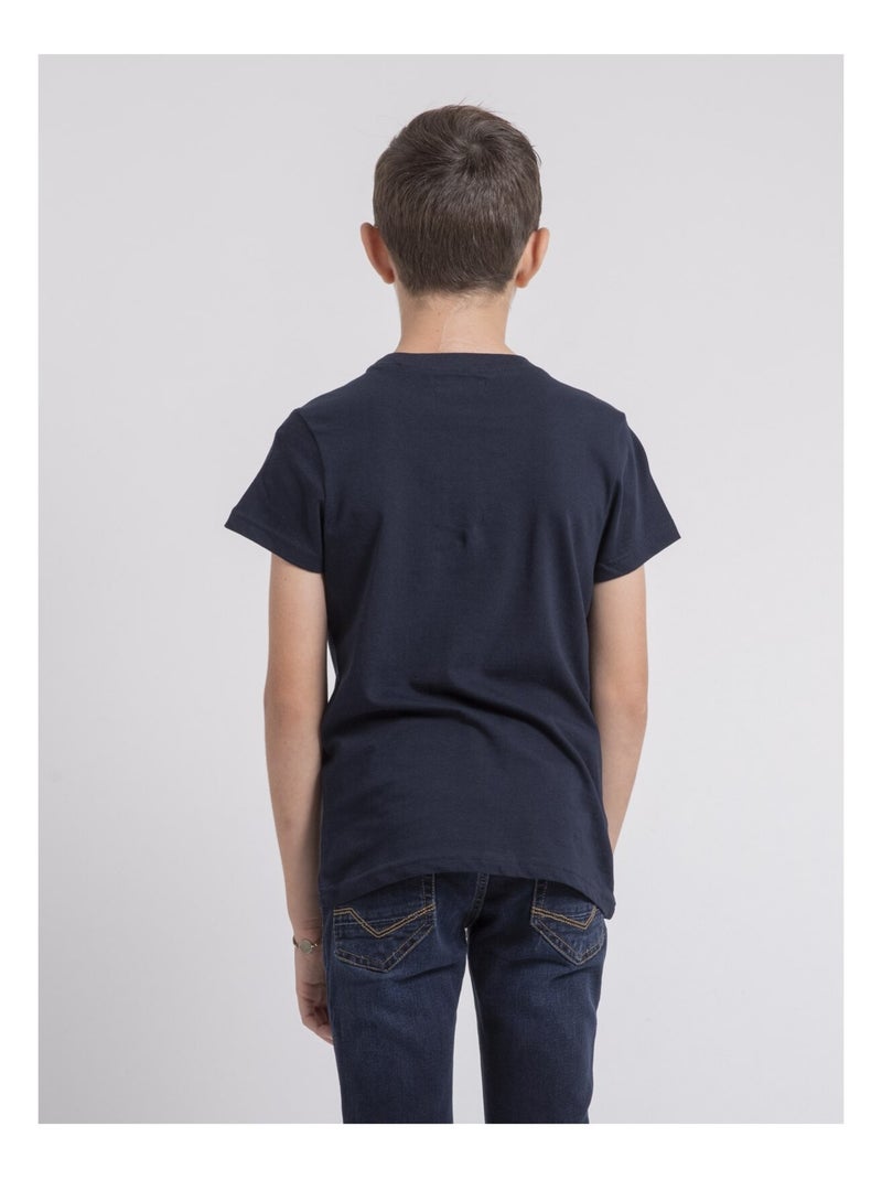 T-shirt col rond pur coton JACRAIG garçon Bleu marine - Kiabi