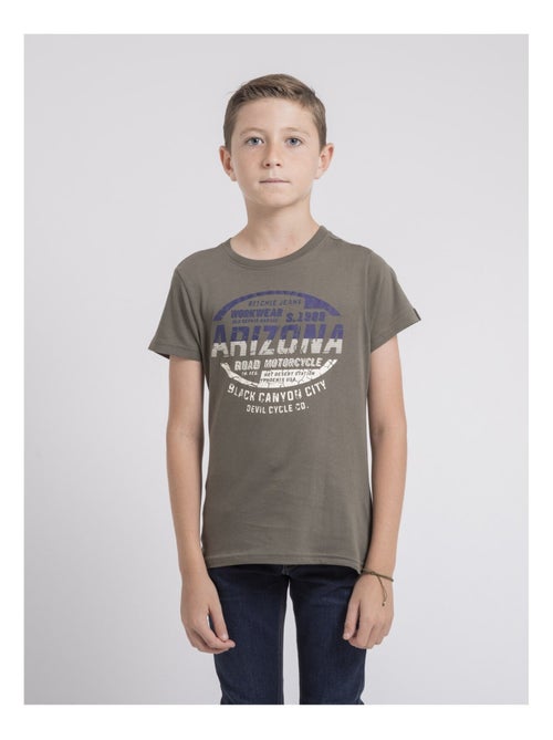T-shirt col rond pur coton JACRAIG garçon - Kiabi