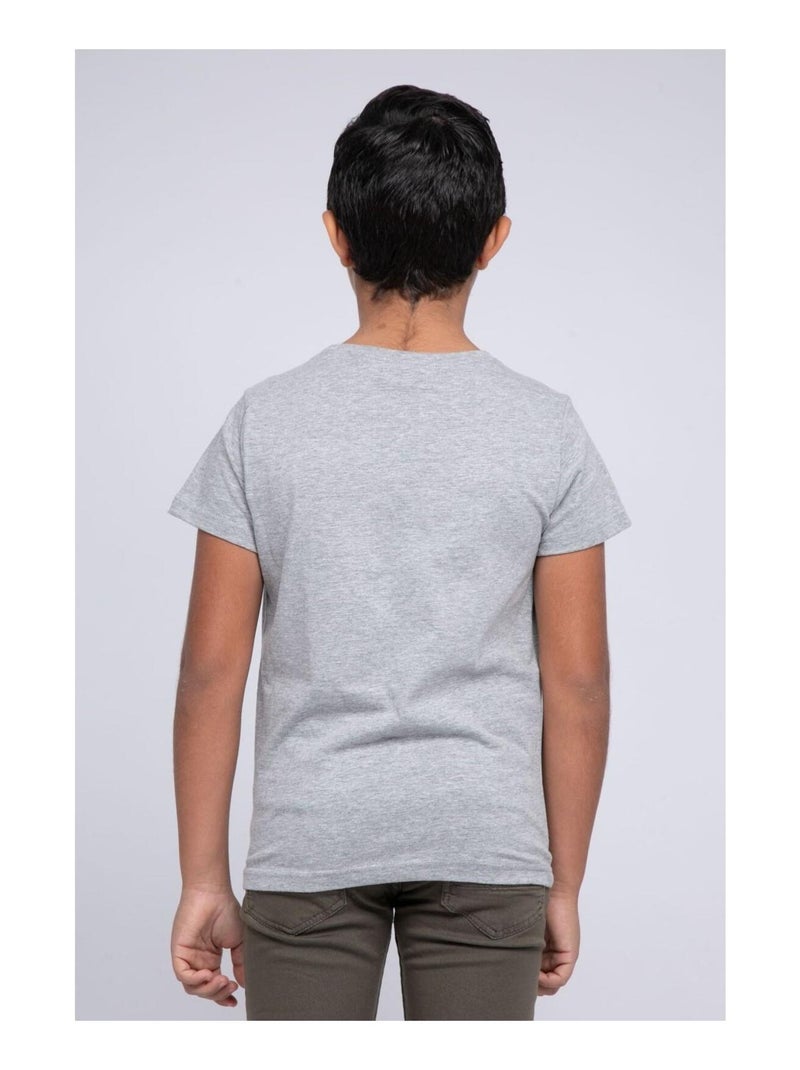 T-shirt col rond pur coton JADAMIX garçon Gris - Kiabi