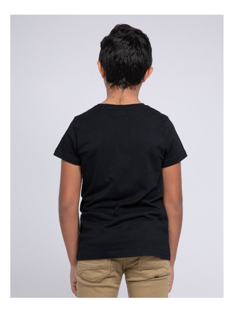 T-shirt col rond pur coton JADAMIX garçon Noir - Kiabi