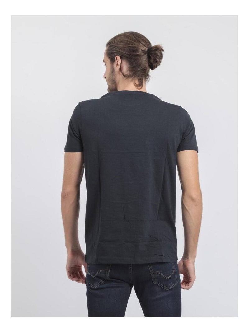 T-shirt col rond pur coton JAGNY Bleu marine - Kiabi