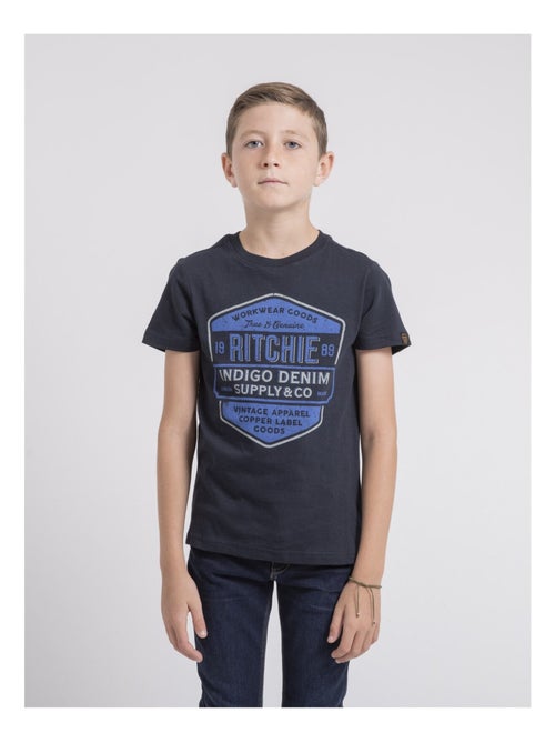T-shirt col rond pur coton JAGNY garçon - Kiabi