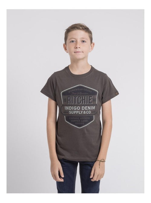 T-shirt col rond pur coton JAGNY garçon - Kiabi