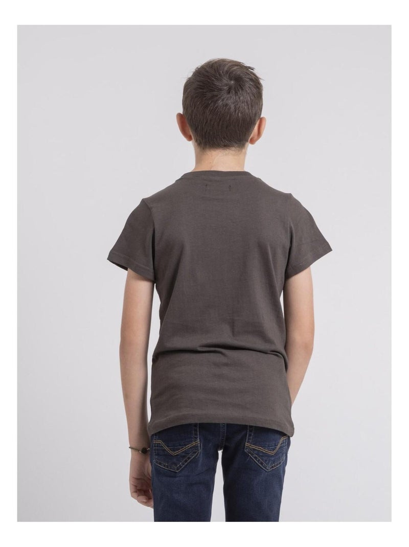 T-shirt col rond pur coton JAGNY garçon Gris - Kiabi