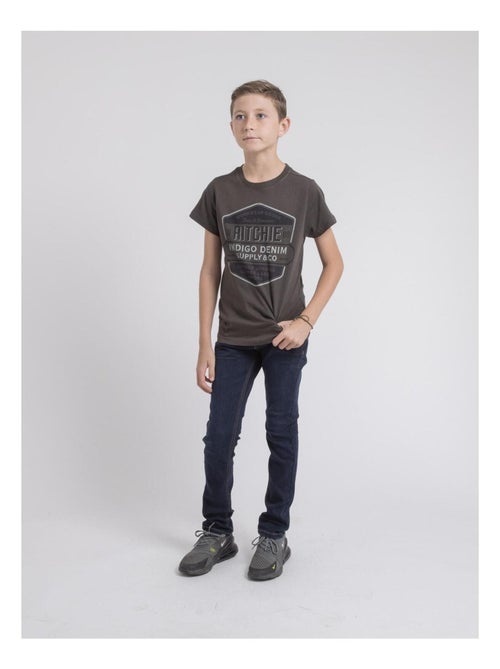 T-shirt col rond pur coton JAGNY garçon - Kiabi