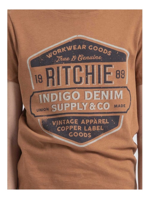 T-shirt col rond pur coton JAGNY garçon - Kiabi