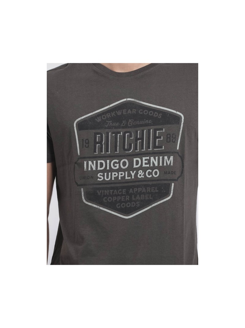 T-shirt col rond pur coton JAGNY Gris - Kiabi