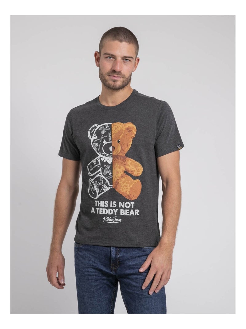 T-shirt col rond pur coton JAKITED Gris - Kiabi