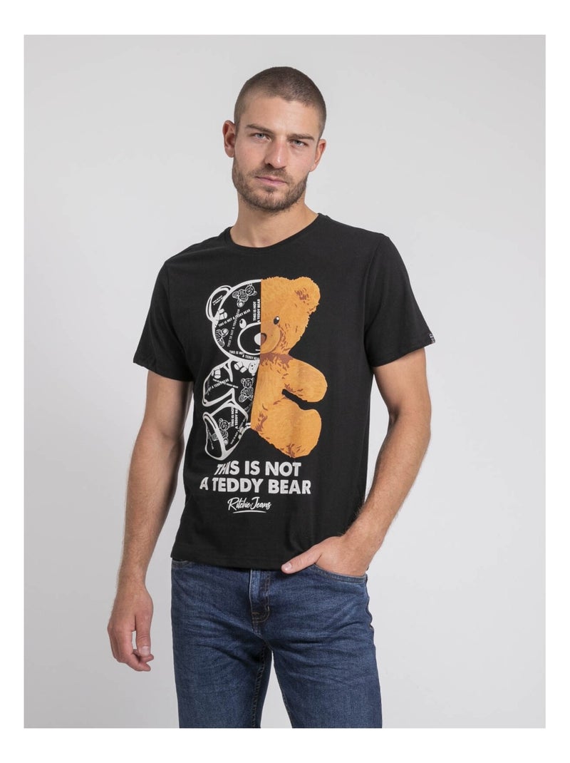 T-shirt col rond pur coton JAKITED Noir - Kiabi