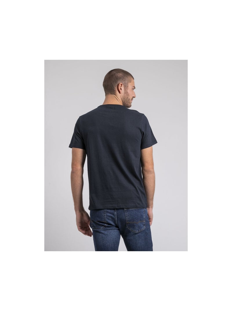 T-shirt col rond pur coton JAKOTA Bleu marine - Kiabi