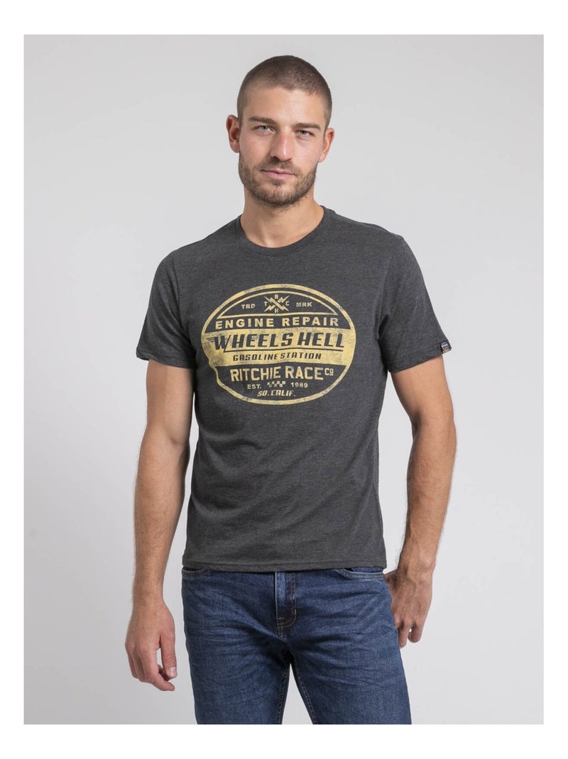 T-shirt col rond pur coton JAKOTA Gris - Kiabi
