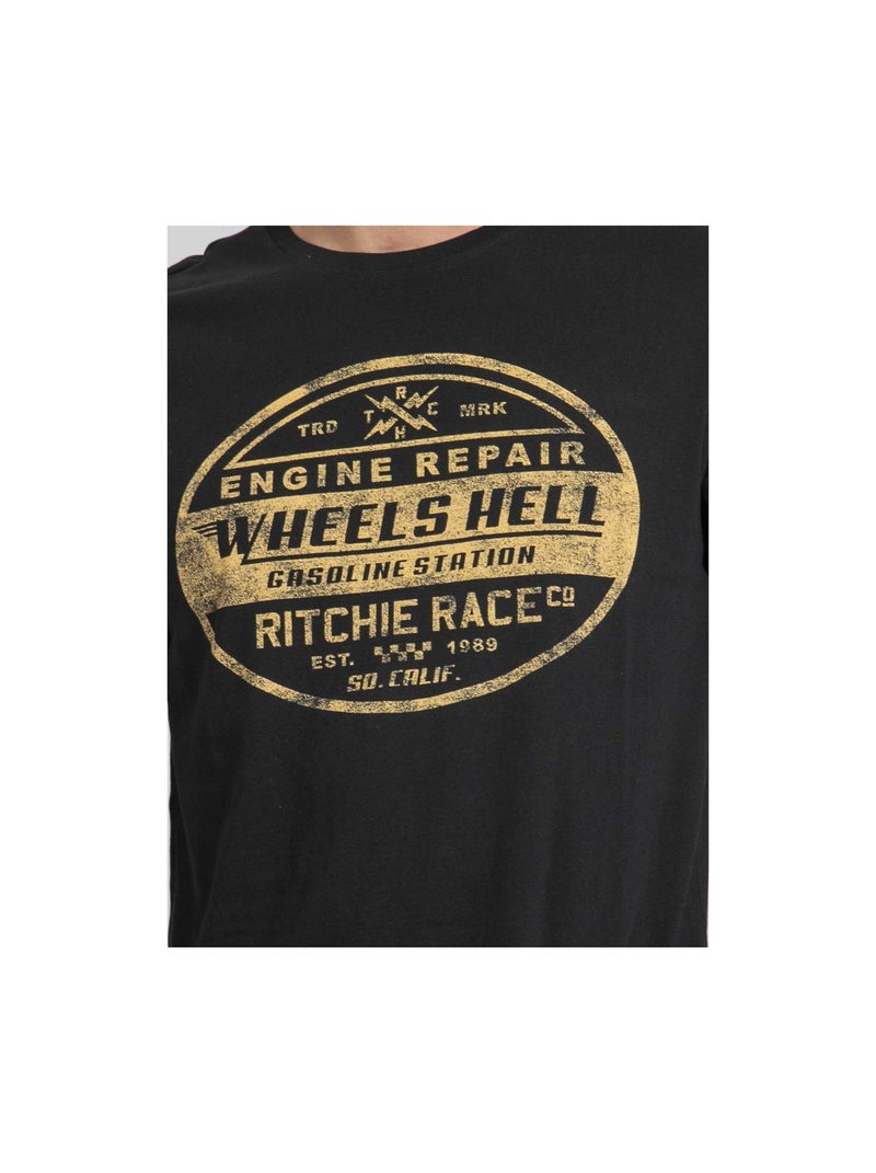 T-shirt col rond pur coton JAKOTA Noir - Kiabi