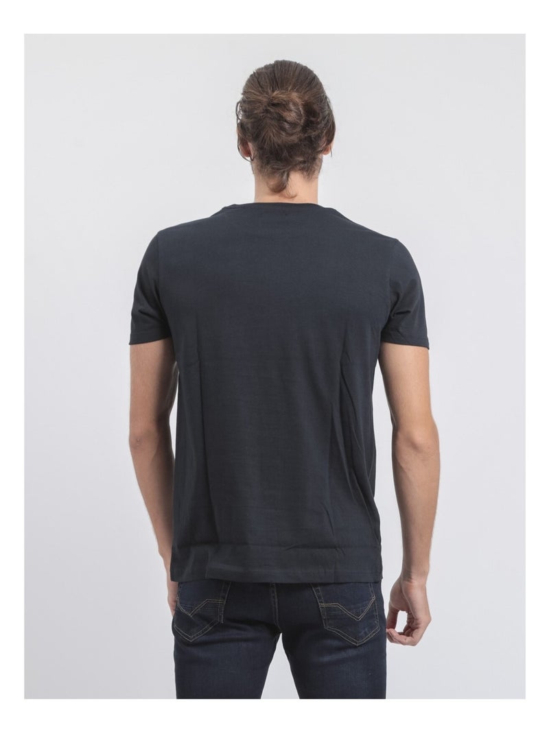 T-shirt col rond pur coton JAMIJEL Bleu marine - Kiabi