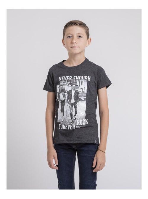 T-shirt col rond pur coton JAMIJEL garçon - Kiabi