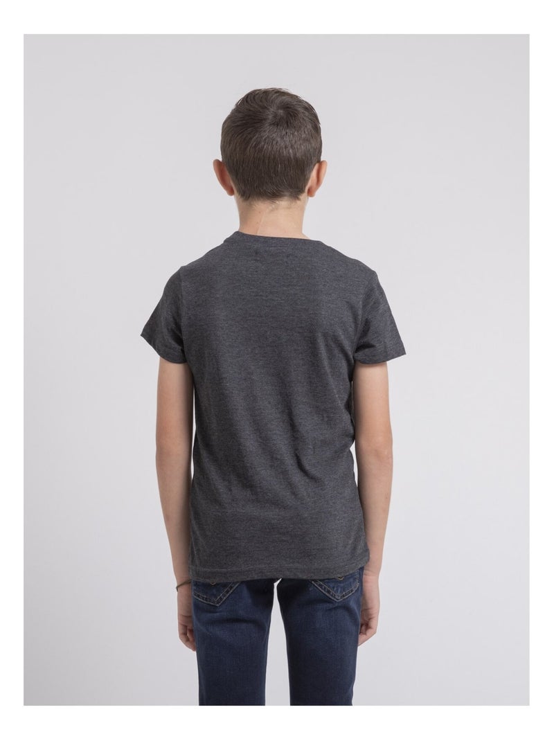 T-shirt col rond pur coton JAMIJEL garçon Bleu marine - Kiabi