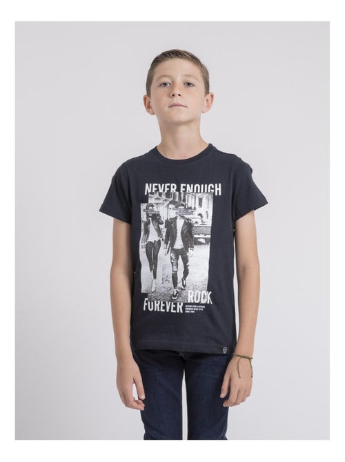 T-shirt col rond pur coton JAMIJEL garçon - Kiabi