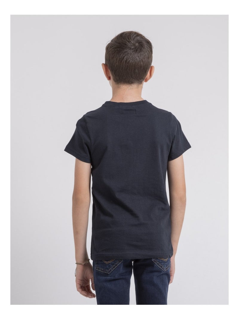 T-shirt col rond pur coton JAMIJEL garçon gris anthracite - Kiabi