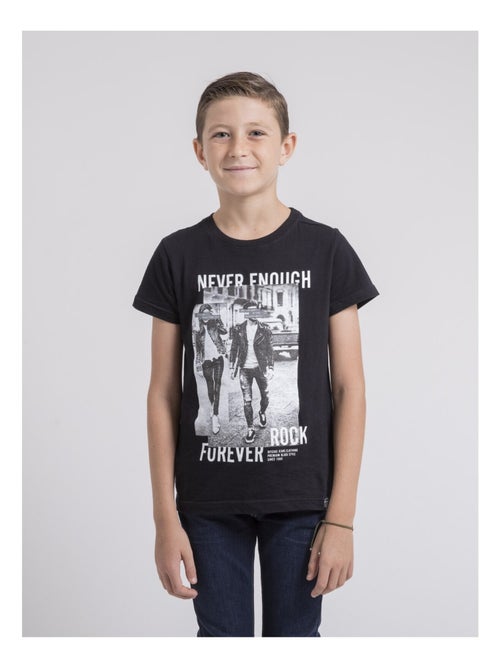 T-shirt col rond pur coton JAMIJEL garçon - Kiabi