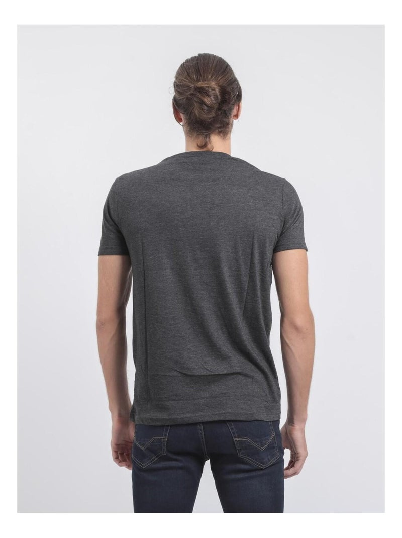 T-shirt col rond pur coton JAMIJEL gris anthracite - Kiabi