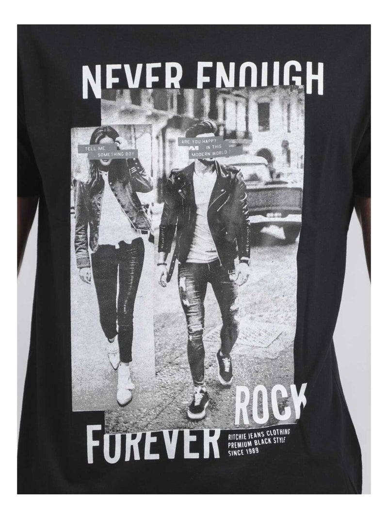 T-shirt col rond pur coton JAMIJEL Noir - Kiabi
