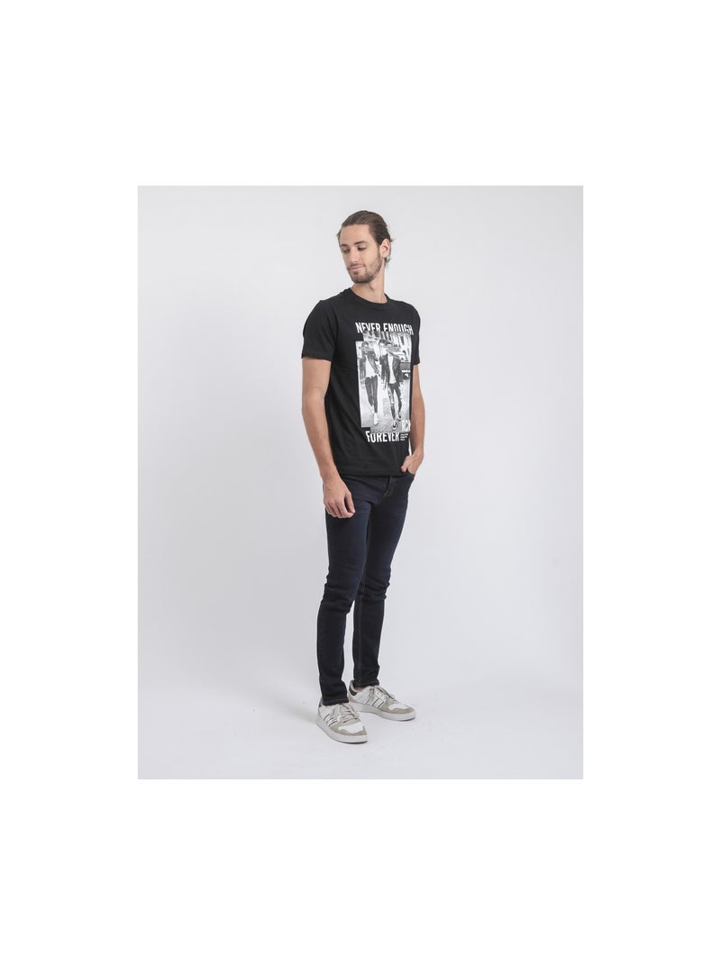 T-shirt col rond pur coton JAMIJEL Noir - Kiabi