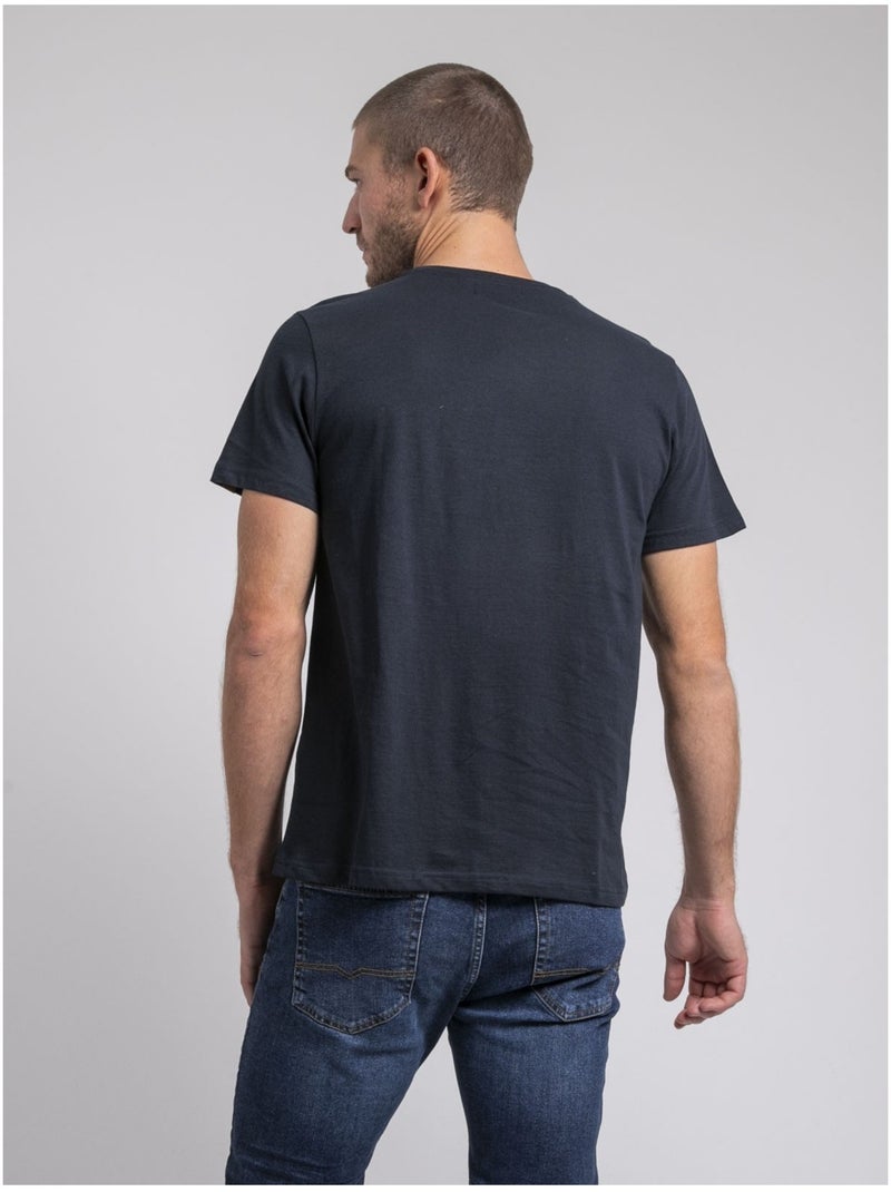 T-shirt col rond pur coton JAMYTH Bleu marine - Kiabi