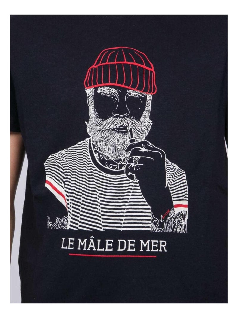 T-shirt col rond pur coton JAPING garçon Bleu marine - Kiabi